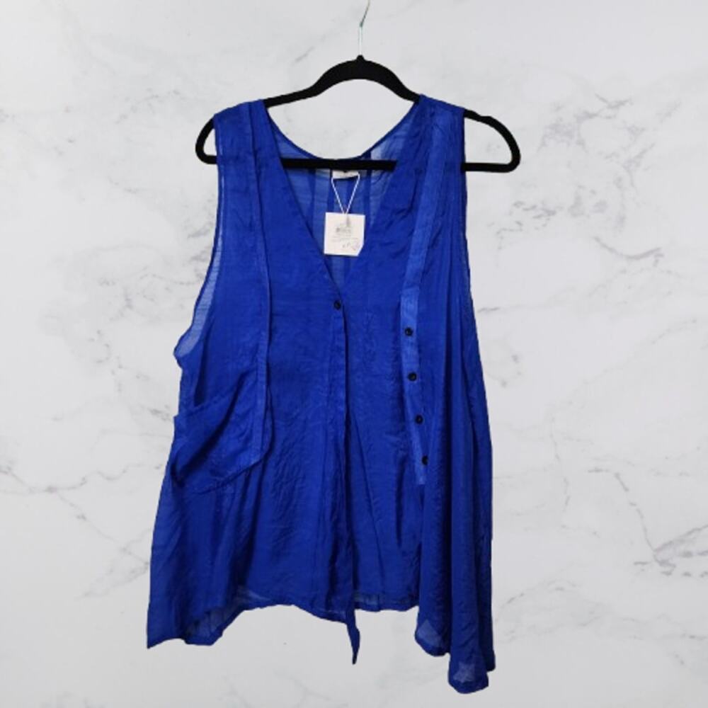 MAD About Style Blue Chiffon Top Cover Up SM/MED NWT